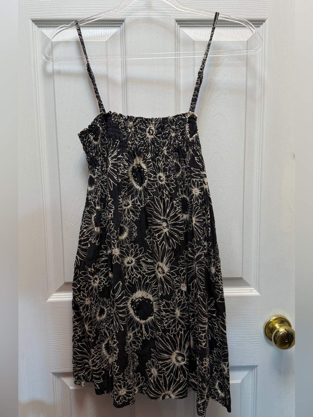 Urban Outfitters Black Floral Smocked Mini Dress